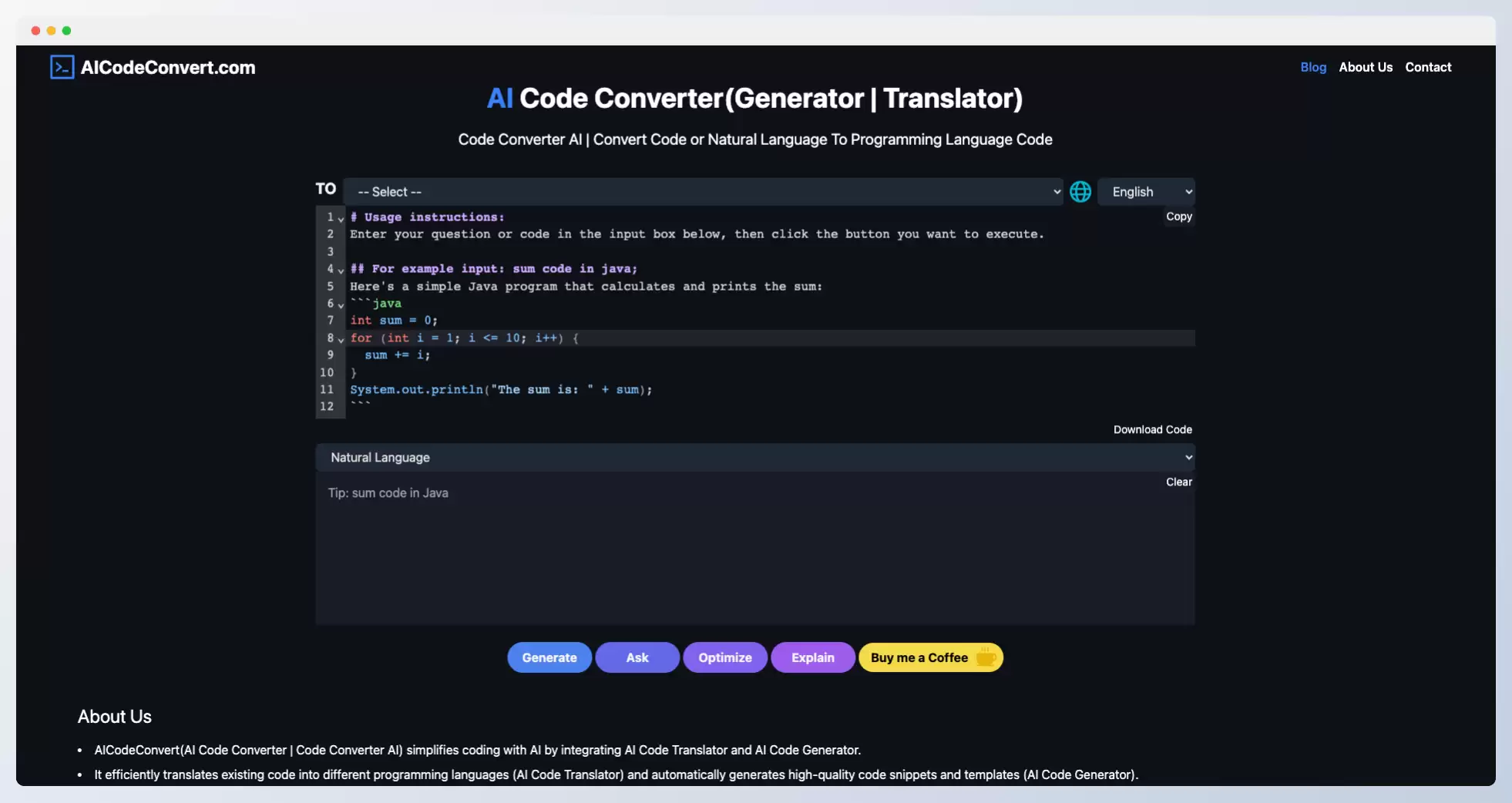 AI Code Converter：人工智能AI代码翻译器，不用编程也可以写代码