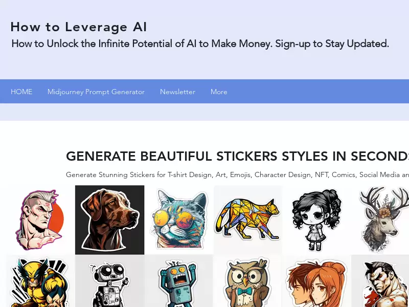 Sticker Prompt Generator : 一键生成10个艺术AI风格的贴纸