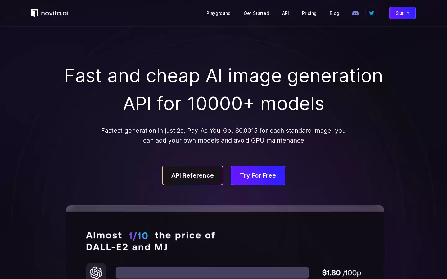 Novita.ai : 百万模型、超低价格的AI图像生成API