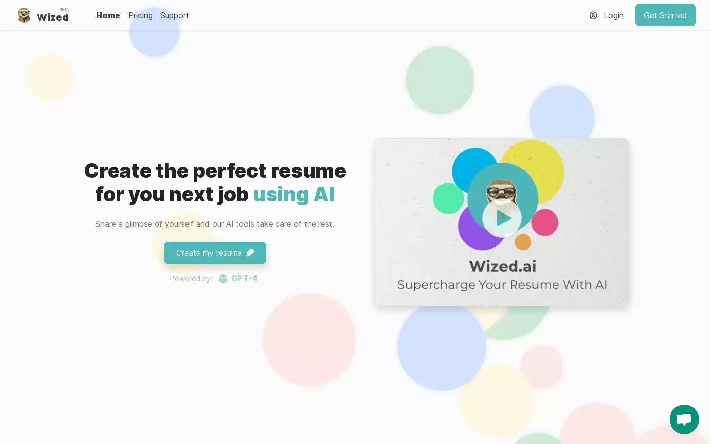Wized.AI : AI助手快速生成简历