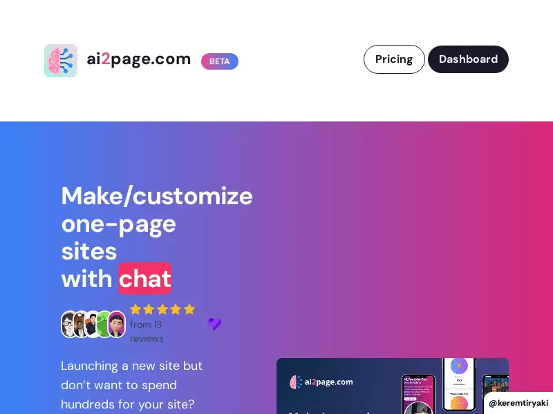 ai2page.com : 定制单页网站和聊天功能，AI驱动