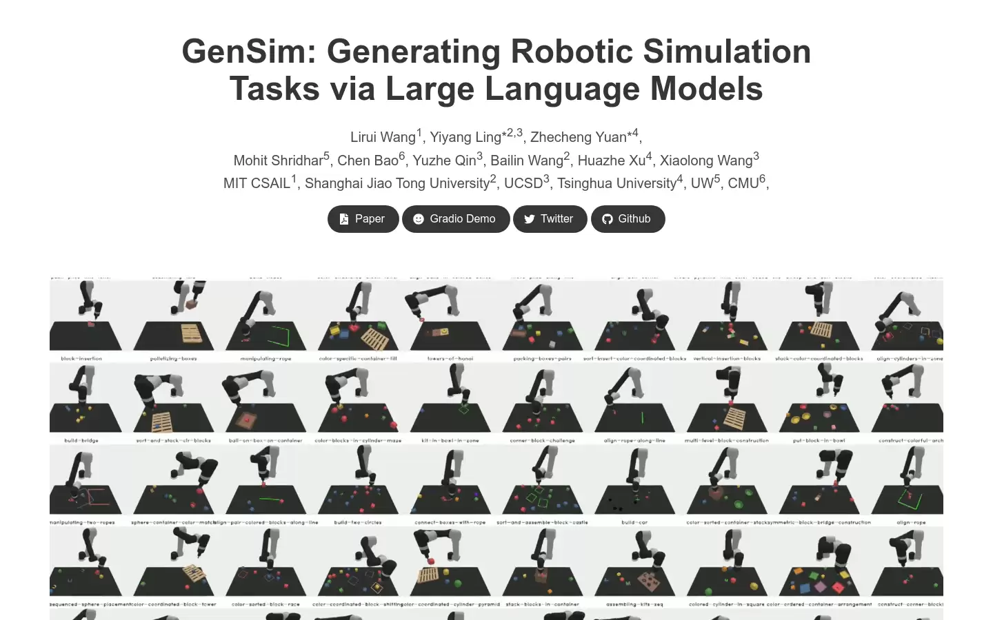 GenSim : 使用大型语言模型生成机器人模拟任务