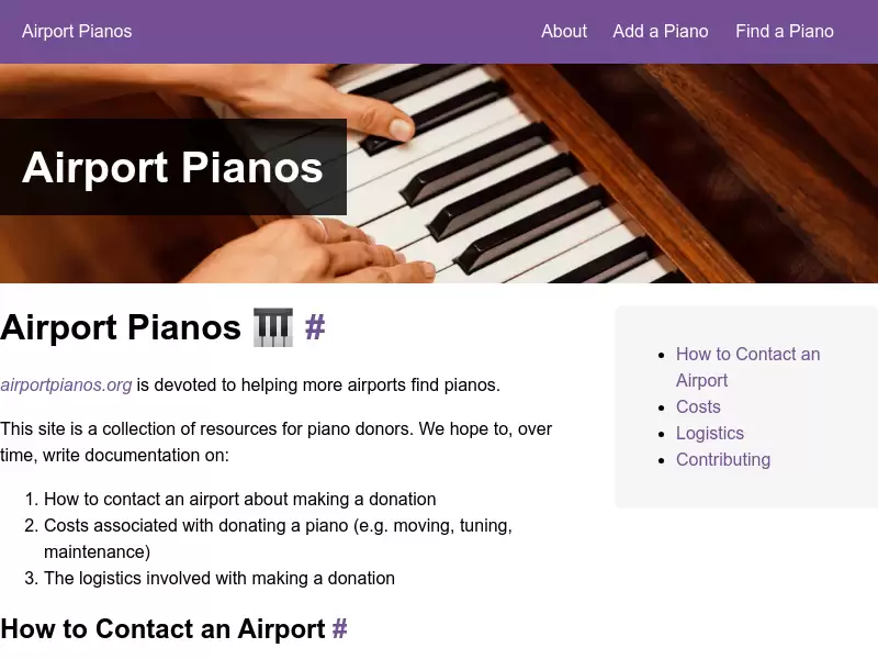 Airport Pianos : 帮助机场捐赠钢琴的资源集合