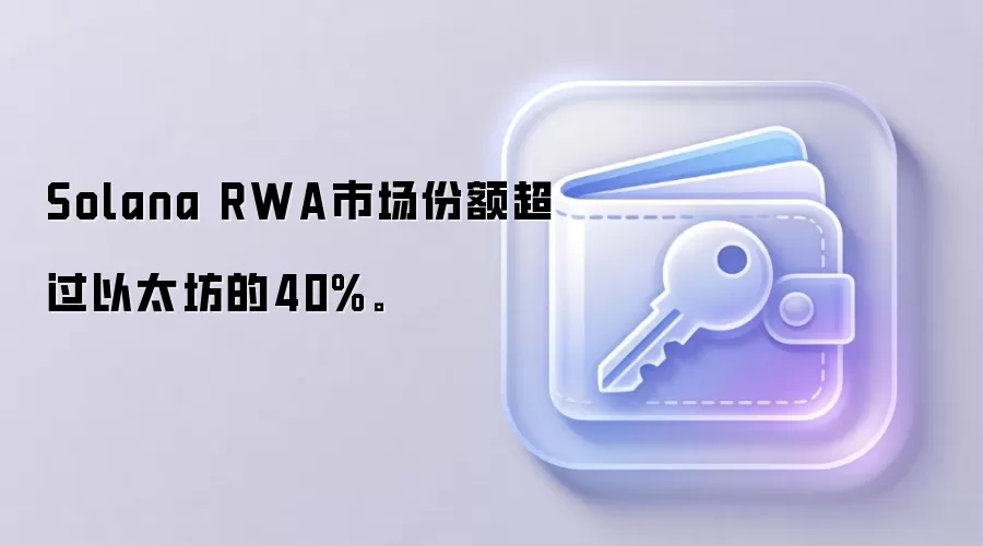 Solana RWA市场份额超过以太坊的40%。