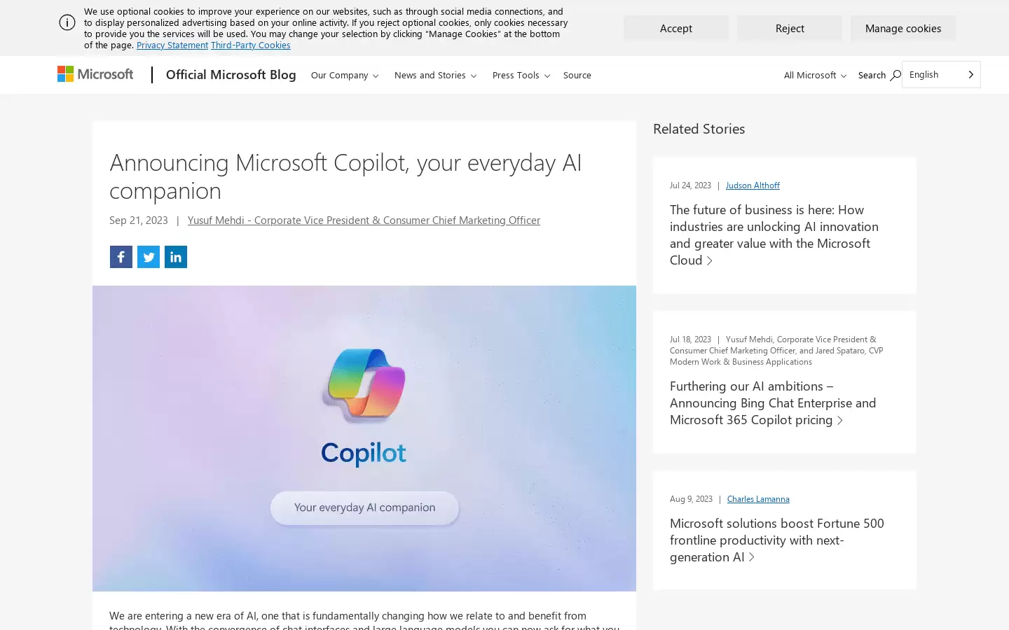 Microsoft Copilot : 你的日常 AI 伴侣