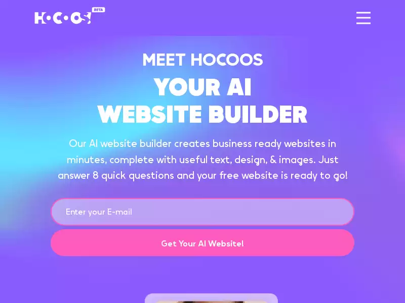 Hocoos AI Website Builder : AI网站建设工具，5分钟轻松创建专业网站