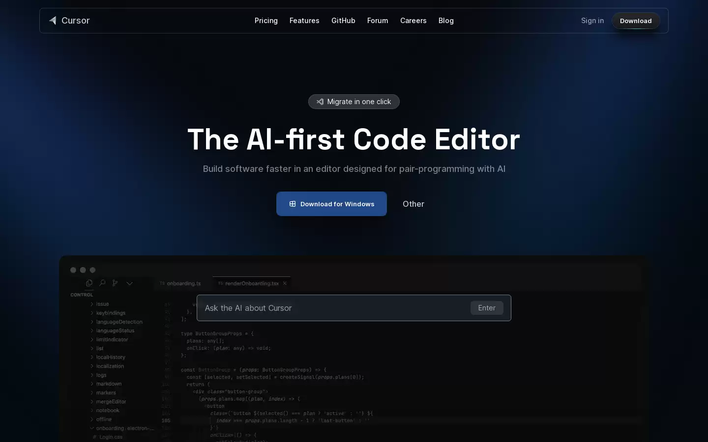 Cursor：AI编程工具，可以帮你生成代码、修改代码，提升编程效率