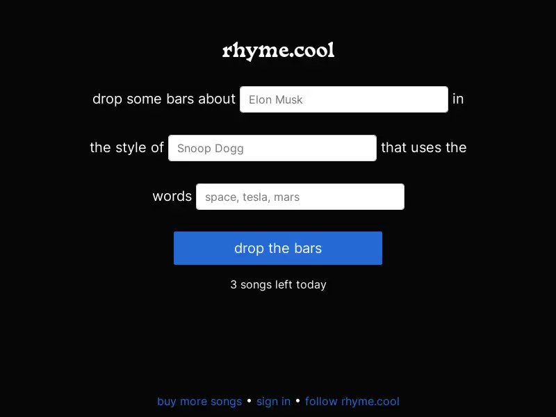 rhyme.cool : 生成RAP和歌词的创作工具