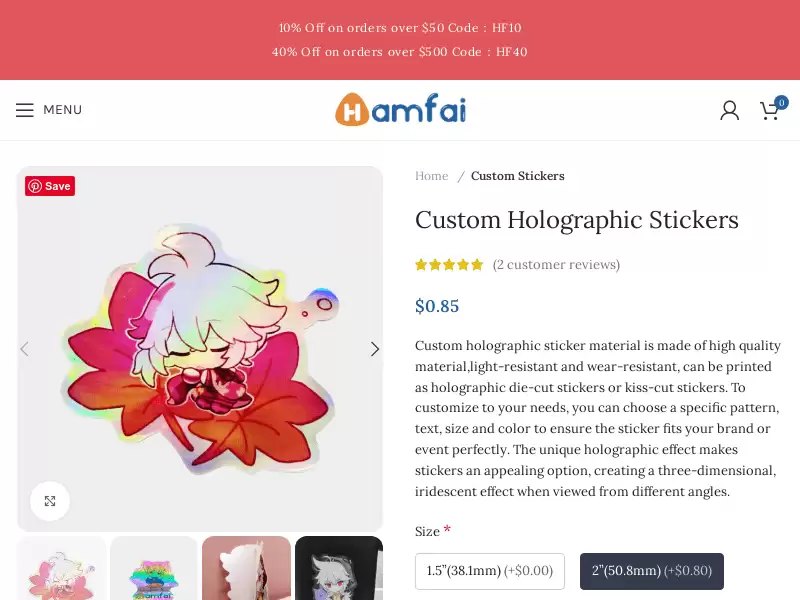 Custom Holographic Stickers : 高品质的自定义全息贴纸，耐水、耐光、耐磨，可定制任何形状和尺寸。