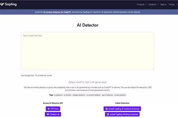 Sapling AI Content Detector-免费试用、收费介绍、效果评测、官网入口及在线体验、APP下载和教程