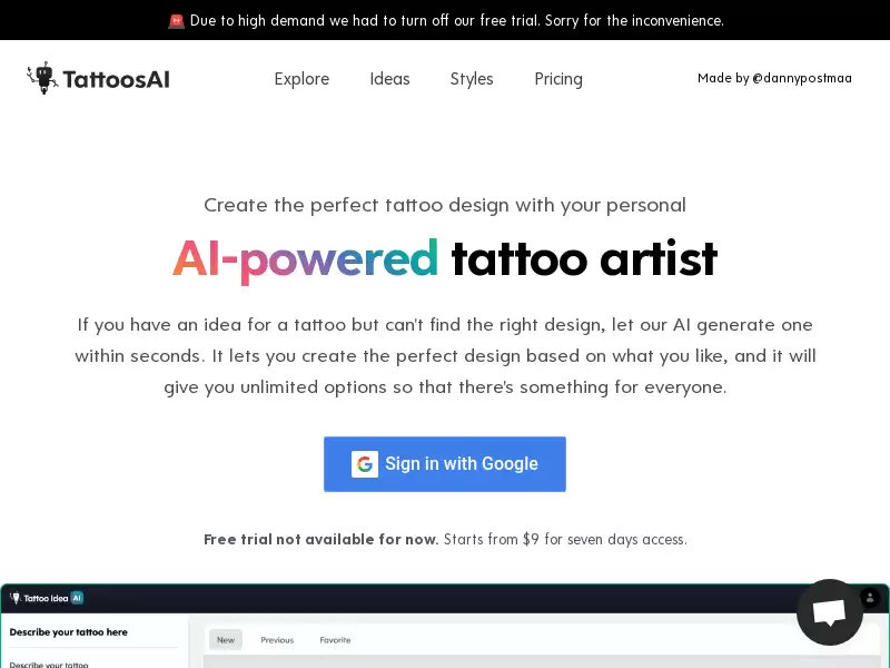 Tattoos AI : AI创作完美纹身设计