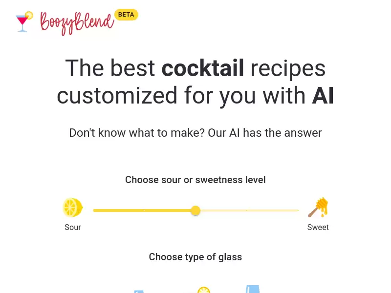 BoozyBlend : AI定制的最佳鸡尾酒食谱