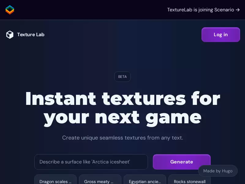 Texture Lab : AI生成游戏纹理，为您的下一个游戏提供即时和独特的3D纹理