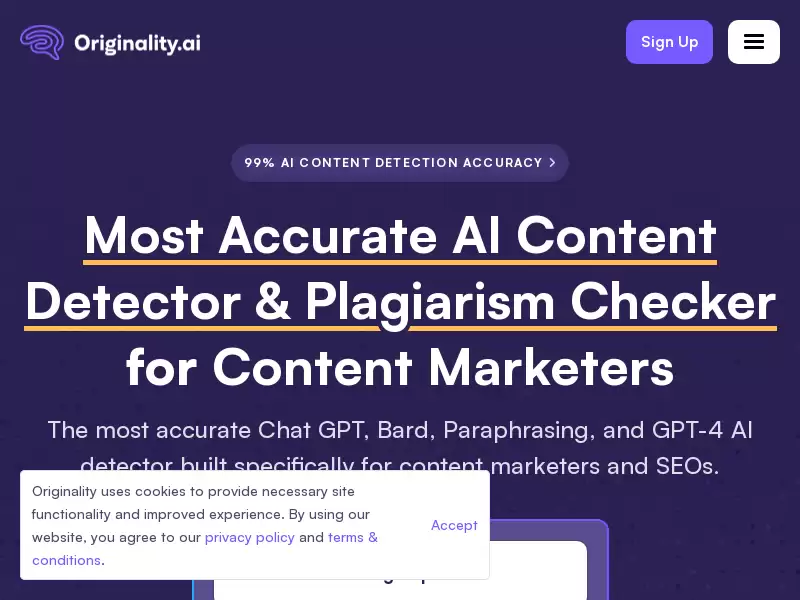 Originality.AI：号称是市场上最准确的 AI 内容检测工具