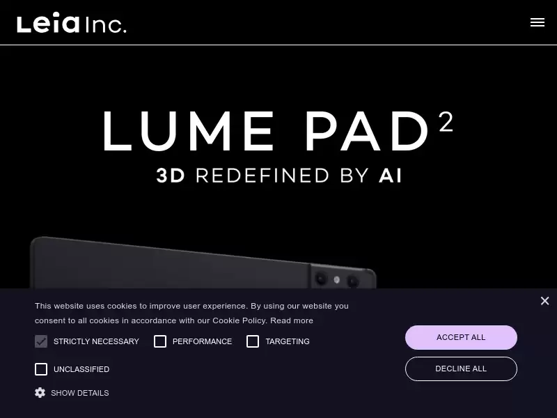 Lume Pad 2 : 全球首款AI驱动的3D平板