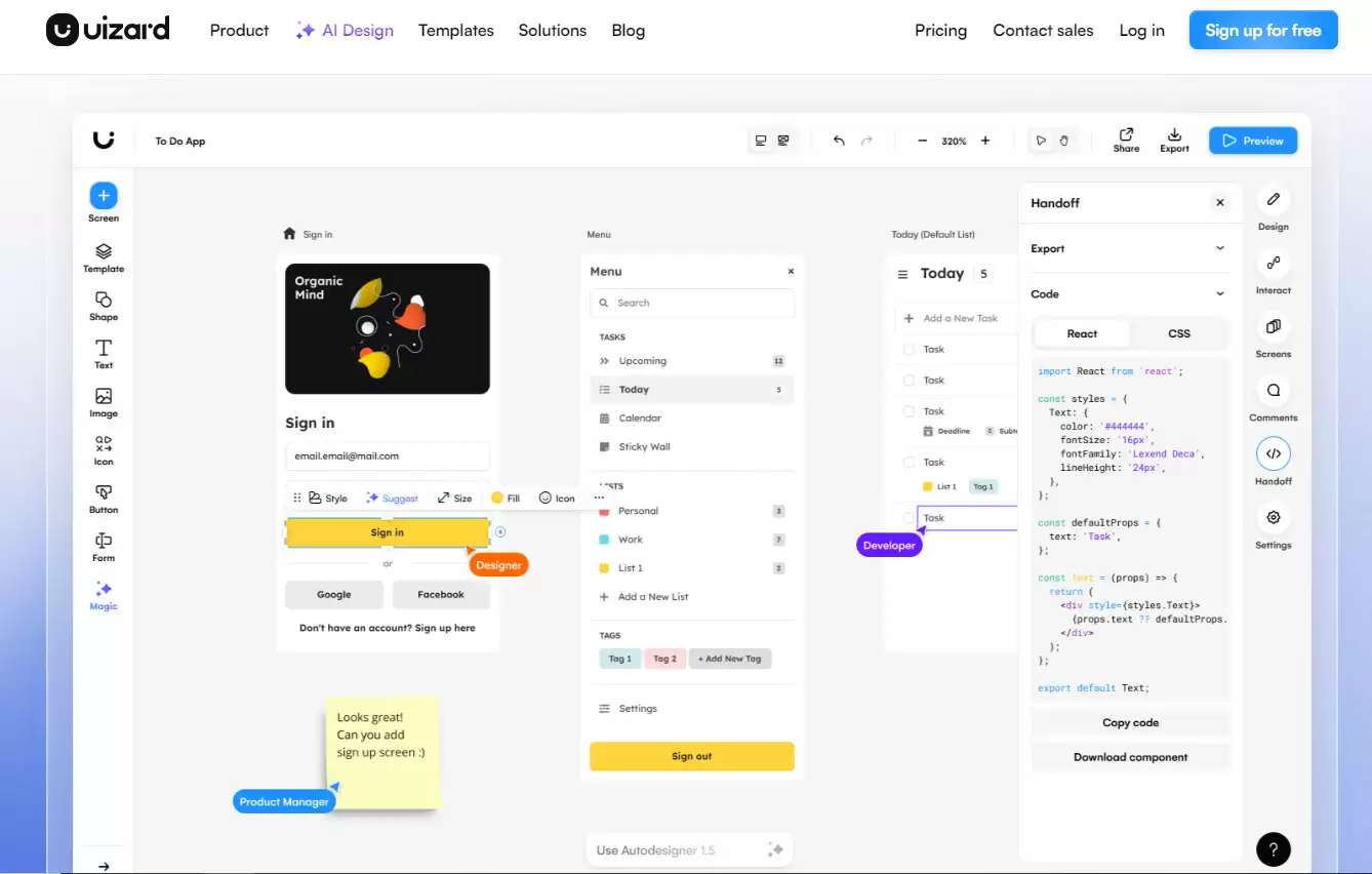 Uizard : 设计应用、网站和UI变得简单易用