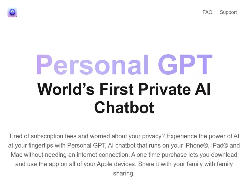 Personal GPT : 私人AI聊天机器人，随时随地离线使用