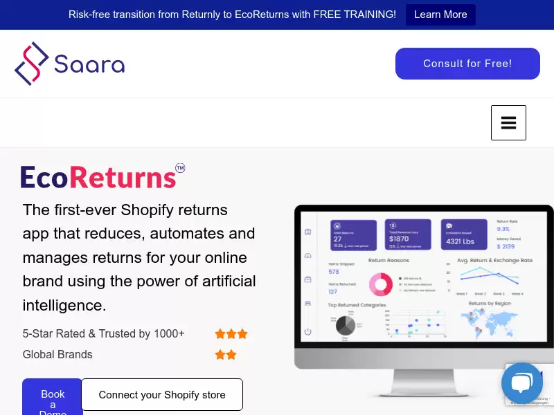 EcoReturns - AI-powered Returns : AI驱动的Shopify退货门户，高效自动化退货