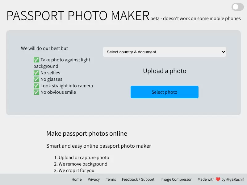 Passport Photo Maker : 制作任何国家的护照照片。白色背景。适用于所有国家的护照尺寸照片。
