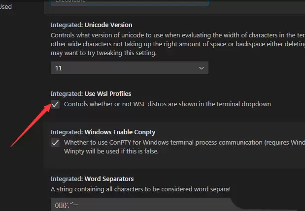 VSCode怎么禁止使用wsl配置文件