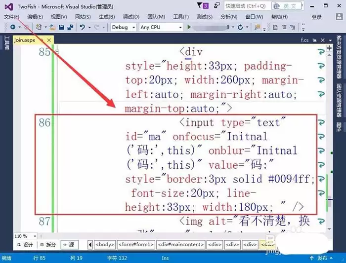 VisualStudio网页怎么插入验证码标签