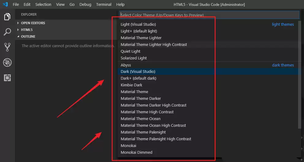 VSCode默认主题怎么更换