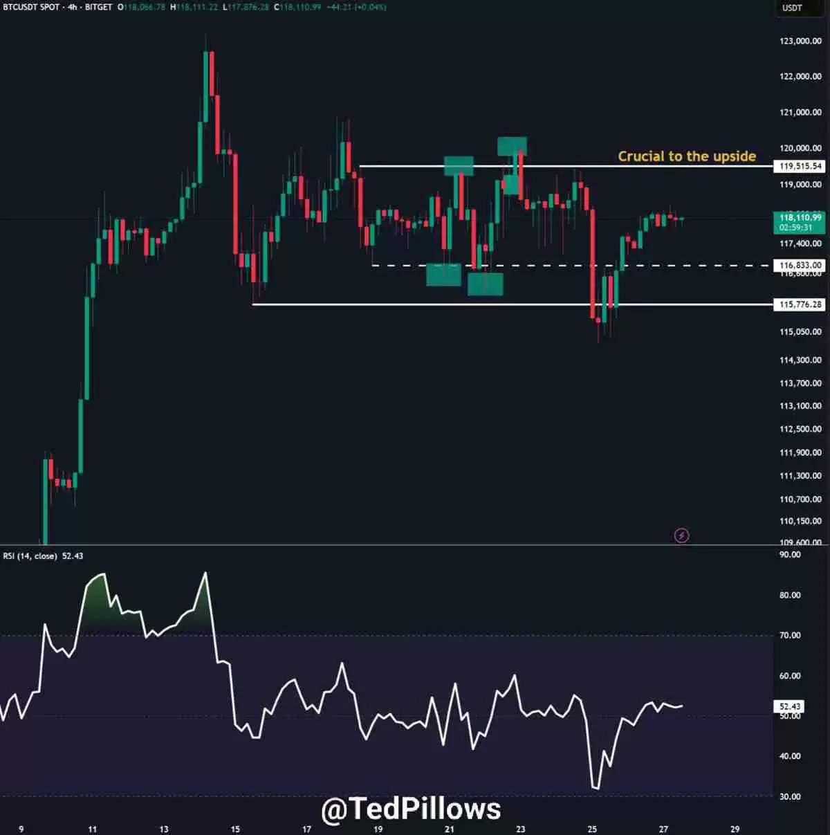 比特币(BTC)接近12万美元，分析预测接下来将出现 更大价格波动
