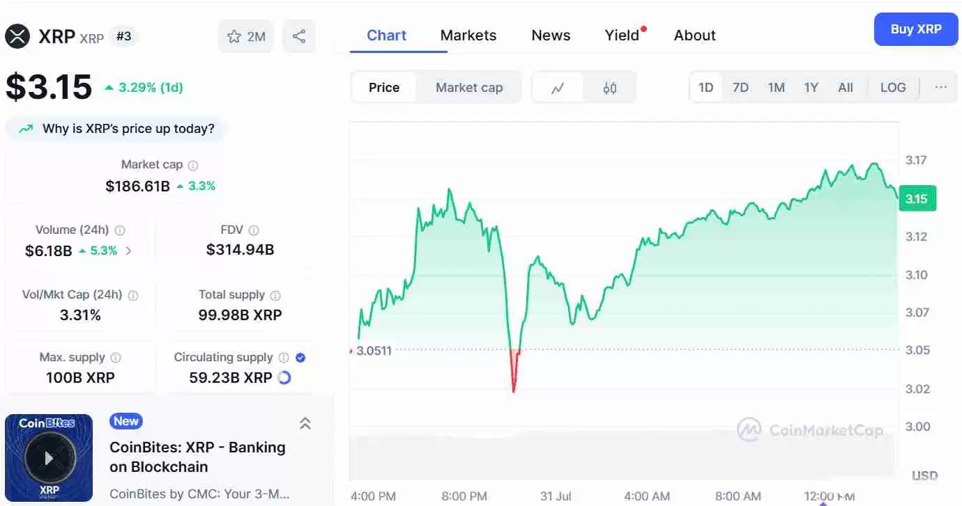 XRP币月度收盘价突破3.03 美元，未来价格如何？XRP 价格预测 2025-2030年