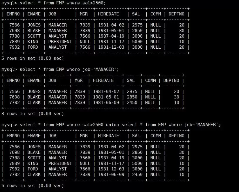 MySQL的复合查询功能实现