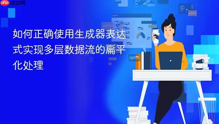 如何正确使用生成器表达式实现多层数据流的扁平化处理