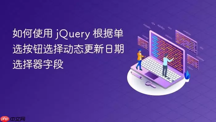 如何使用 jQuery 根据单选按钮选择动态更新日期选择器字段
