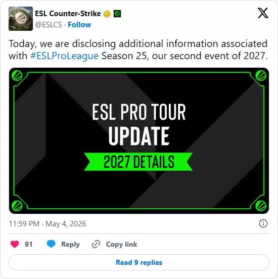 ESL职业联赛S25赛事信息图示