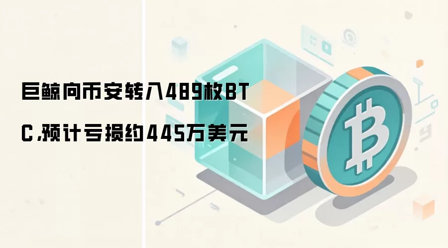 比特币巨鲸向币安转入489枚BTC链上示意图,预计承受显著亏损
