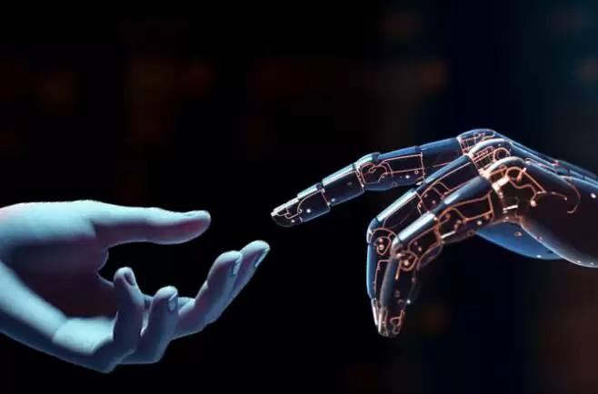 机器人与人类互动,人工智能,AI (图片来源:AI合成) 机器人与人类互动,人工智能,AI