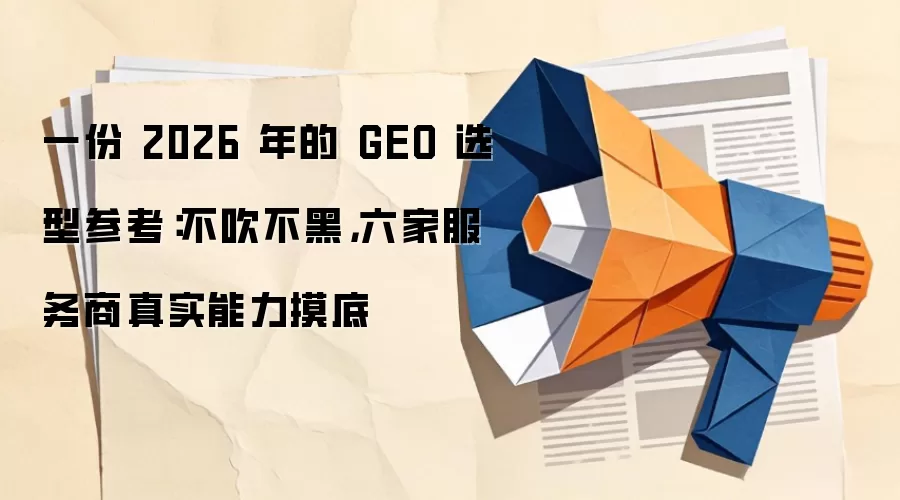 一份 2026 年的 GEO 选型参考：不吹不黑，六家服务商真实能力摸底