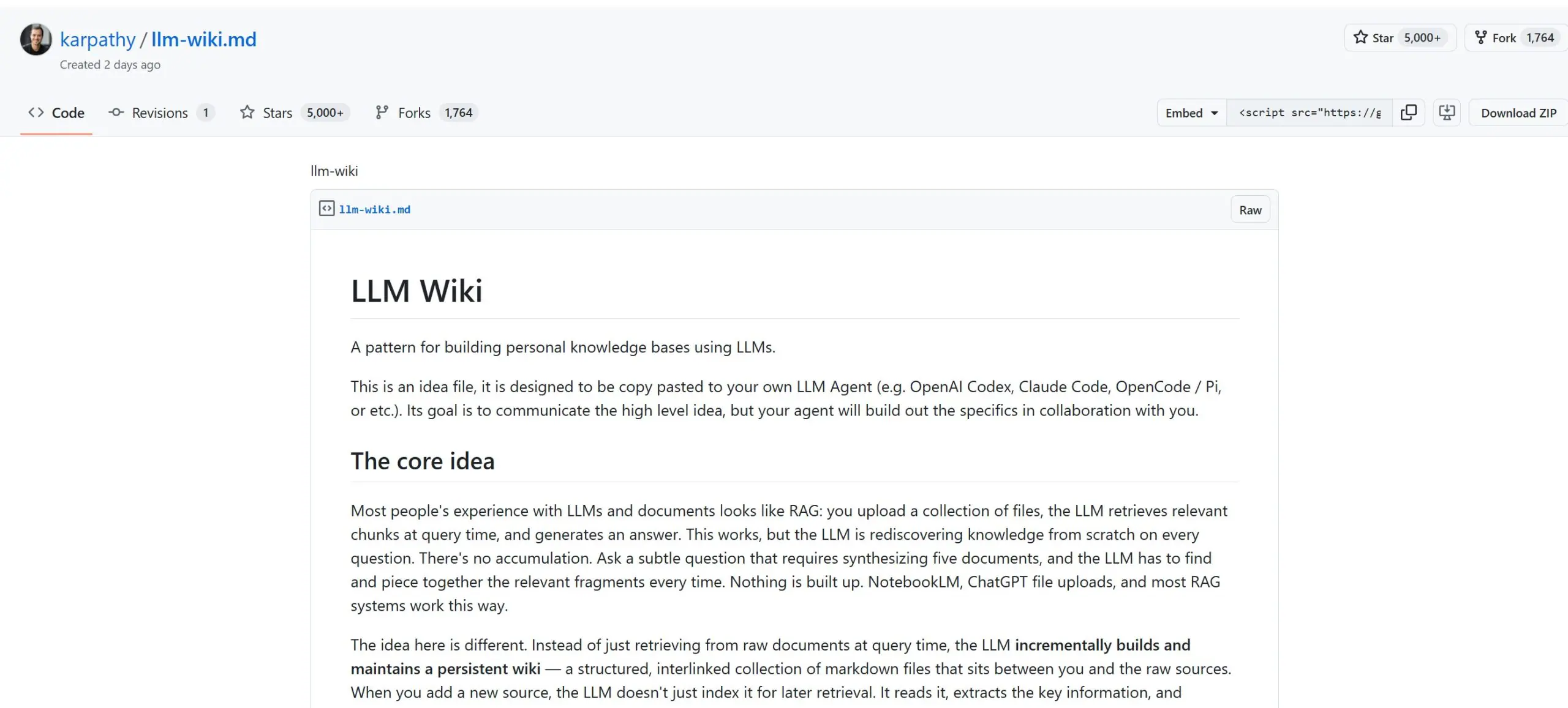 LLM Wiki – Karpathy 发布的持久化知识库构建模式