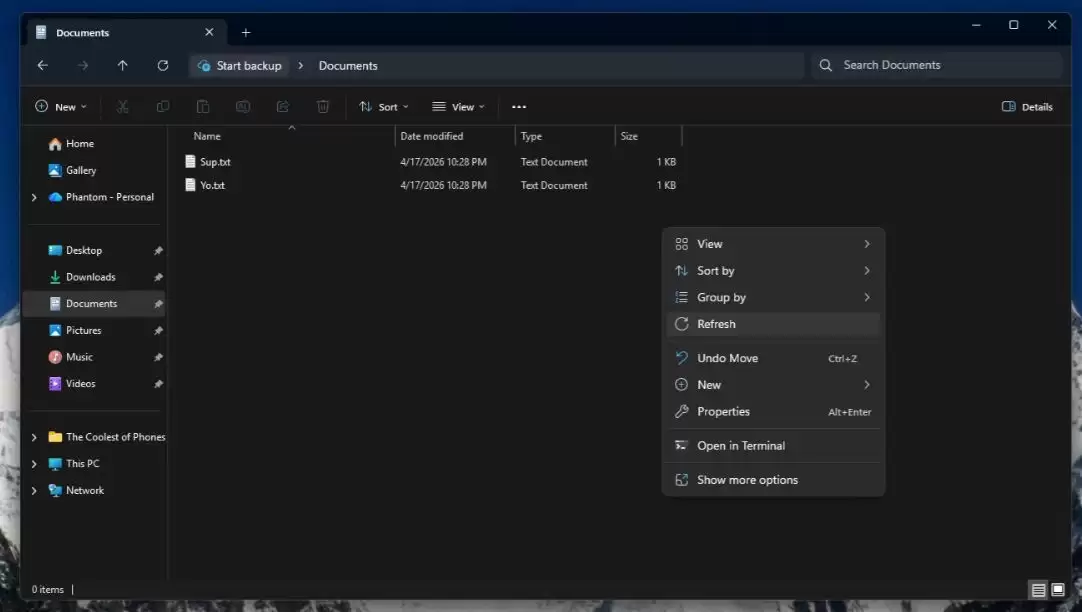 Win11最新预览版文件资源管理器右键刷新与打印功能终于回归