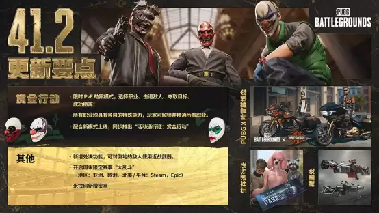 《PUBG》41.2版本更新，全新 PvE 模式“赏金行动”上线