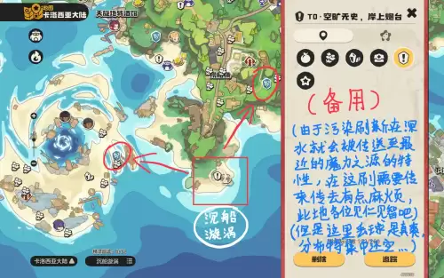 沉船漩涡庇护所位置示意