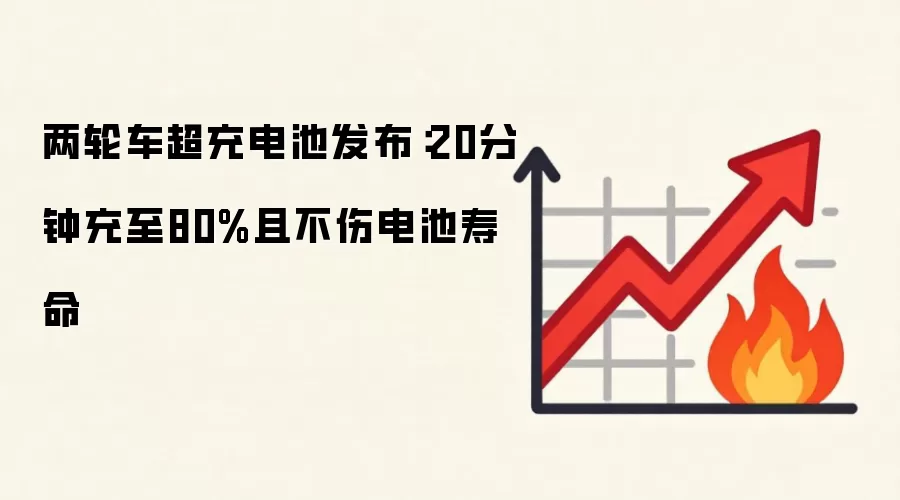 两轮车超充电池发布：20分钟充至80%且不伤电池寿命