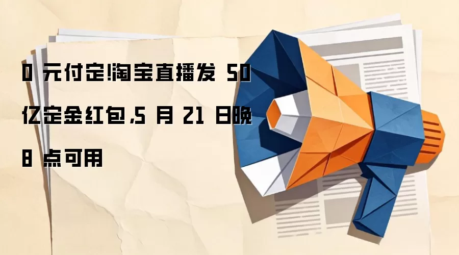 0 元付定！淘宝直播发 50 亿定金红包，5 月 21 日晚 8 点可用