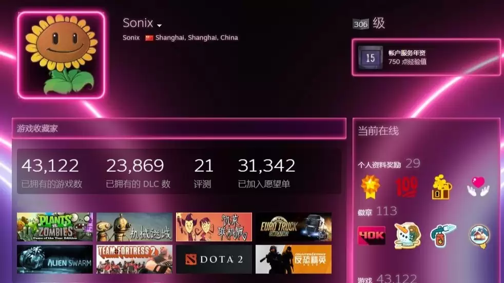 Steam全球第一收藏家来自上海 4.3万款游戏 库存价值500万