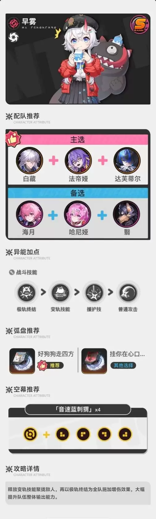 异环早雾配队阵容推荐-早雾养成一图流