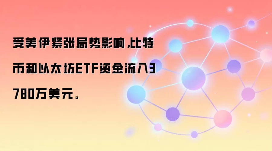 受美伊紧张局势影响，比特币和以太坊ETF资金流入3780万美元。