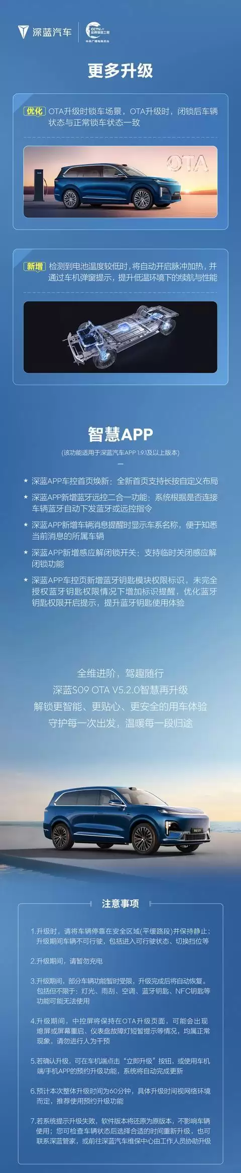 深蓝S09汽车开启V5.2.0版本OTA升级,支持哨兵模式自动开启
