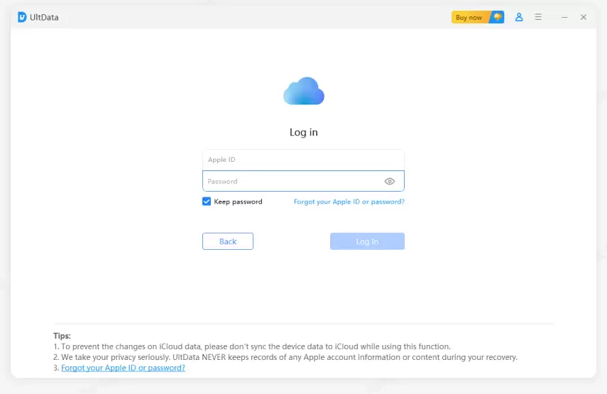 登录iCloud账户界面