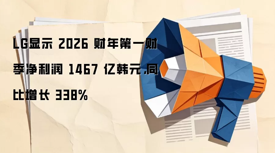 LG显示 2026 财年第一财季净利润 1467 亿韩元,同比增长 338%