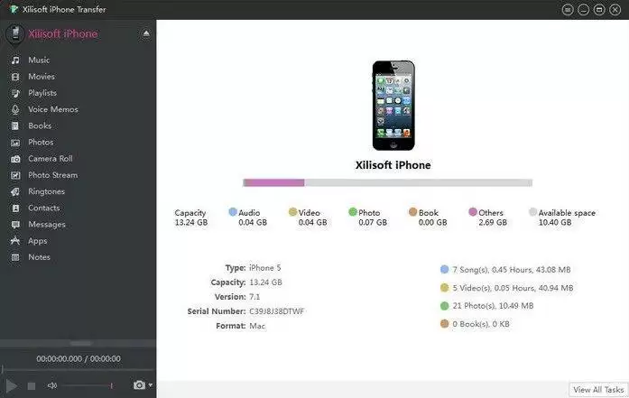 Xilisoft iPhone Transfer操作界面