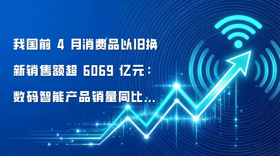 我国前 4 月消费品以旧换新销售额超 6069 亿元:数码智能产品销量同比增长 26%,新能源汽车渗透率 61.3% 创新高