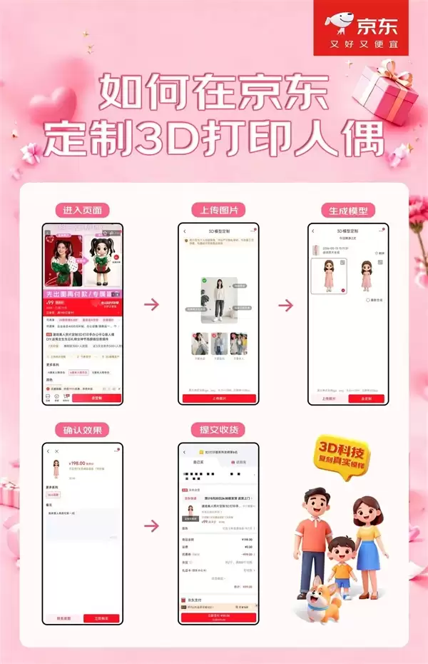 京东宣布上线3D打印定制服务:照片秒变人偶 宠物也能做手办 超还原